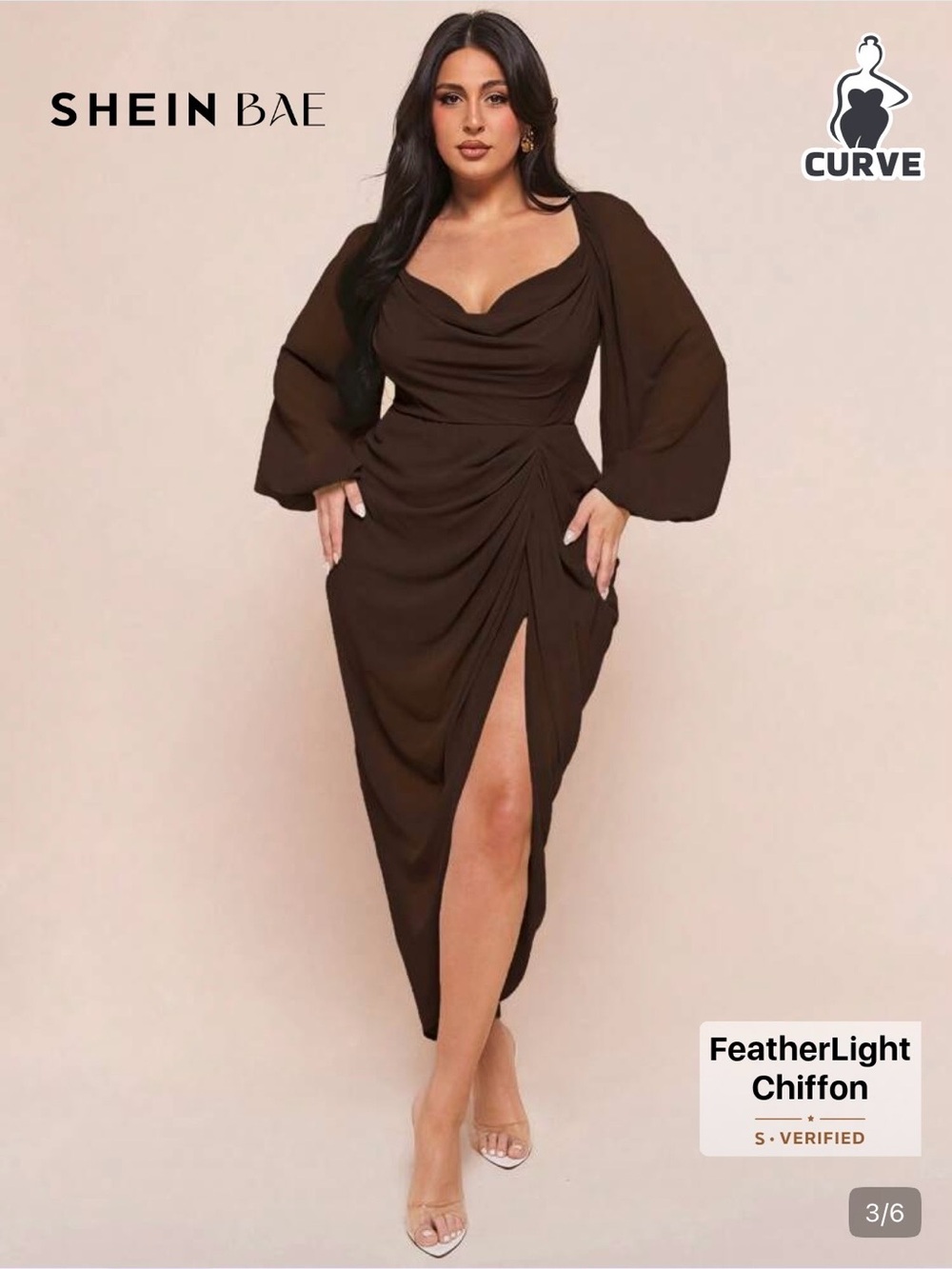 SHEIN Curve Brown chiffon dress